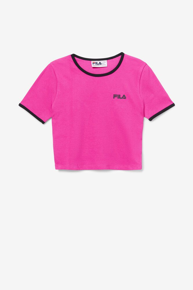 Fila T-Shirt Perla Crop Top Womens Pink - India YEF-614297